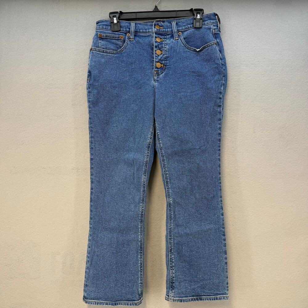 J. Crew Jeans Women's 28 (6) Blue Mid-Rise Flare Crop Button Fly Classic Jeans